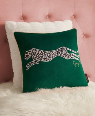 Embroidered Velvet Cheetah Decorative Pillow, 18" x 18"