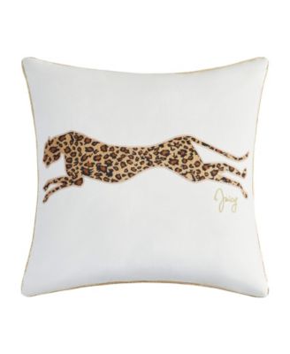Embroidered Velvet Cheetah Decorative Pillow, 18" x 18"