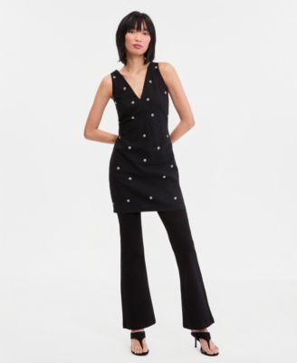 Women's Sleeveless Embellished V-Neck Mini Dress