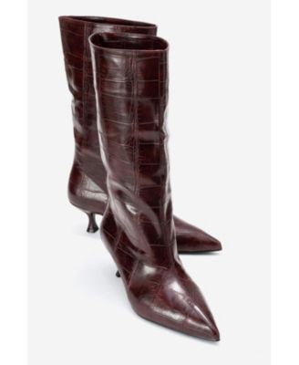 Crow Embossed Pointed Toe Boot