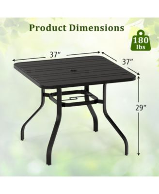 Outdoor Dining Table for 4 37 Inches Square Patio Bistro Dining Table w/ 1.57'' Umbrella Hole and Metal Frame
