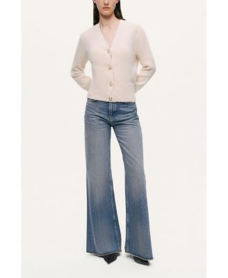 Women's Pearl-Button V-Neck Cardigan