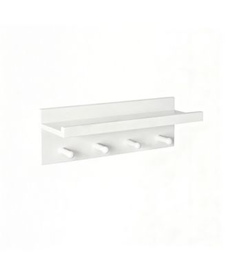 Solid Wood Wall Hook Shelf for Bathroom/Kitchen, Easy Install, Multi-Use
