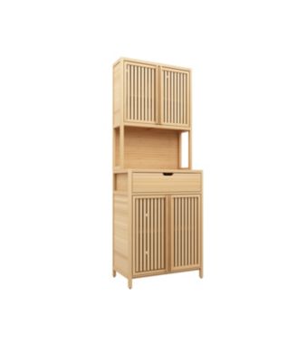 72-Inch Tall Double-Door Bamboo High-Capacity Storage Cabinet