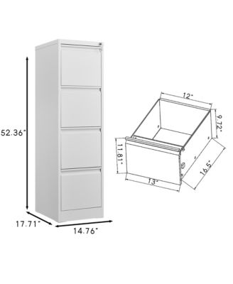 4 Drawer File Cabinet, Vertical Metal File Cabinet, Storage Organizer Cabinet with Lock for Letter Size/A4/Legal File
