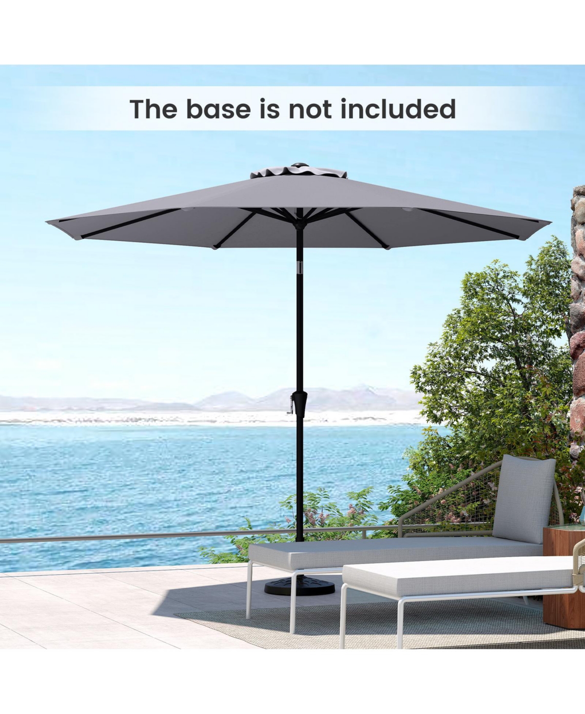 Gymax Patio Heavy Duty Market Umbrella w/ Tilt Mechanism Crank Handle 8 Sturdy Ribs Outdoor