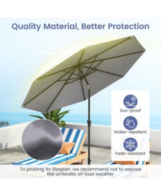Patio Heavy Duty Market Umbrella w/ Tilt Mechanism Crank Handle 8 Sturdy Ribs Outdoor