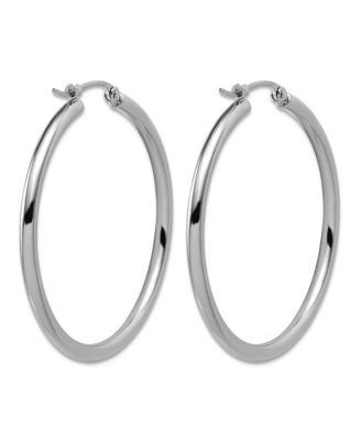 Solid 950 Platinum Classic Hoop Earrings