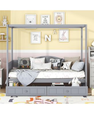 Twin Size Canopy Day Bed with 2 Drawers
