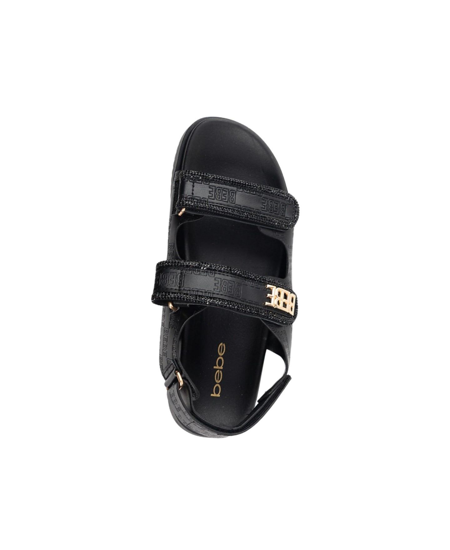 Женские сандалии Bebe Sandal with Rhinestone Rope Binding and bebe Logo Rivet Detail, цвет: Чёрный — фото 5
