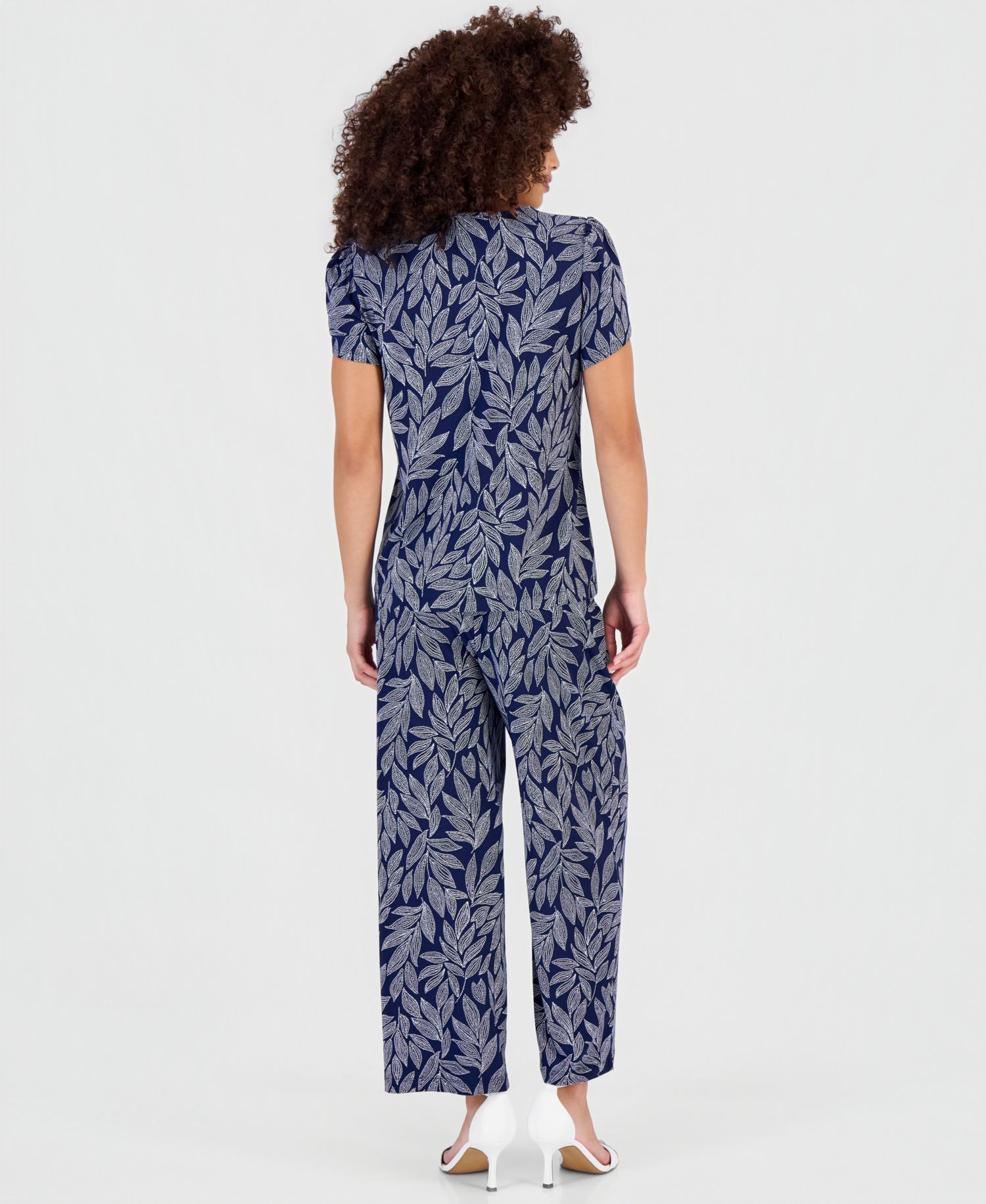 Petite Printed Tulip-Sleeve Top