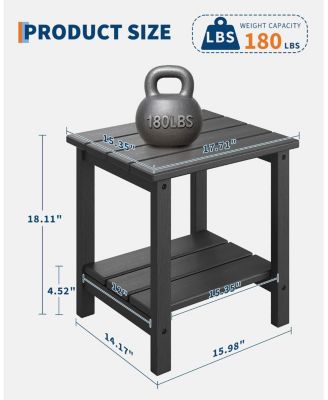 Adirondack Outdoor Side Table Patio Side Tables for Outside, All-Weather End Table for Patio Pool Deck Indoor Backyard