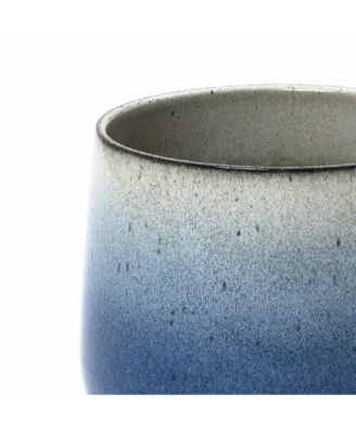 Decorative Blue Ombre Planter, 9.65" Tall Ceramic Pot for Tabletop or Patio