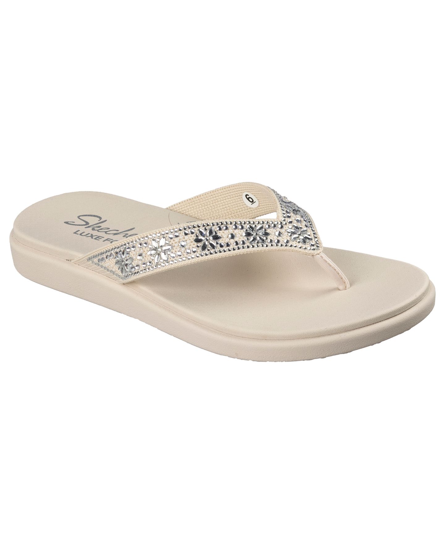 Женские сандалии Skechers Meditation Luxe - Sunny Glow Flip-Flop Thong, цвет: Молочный белый — фото 1