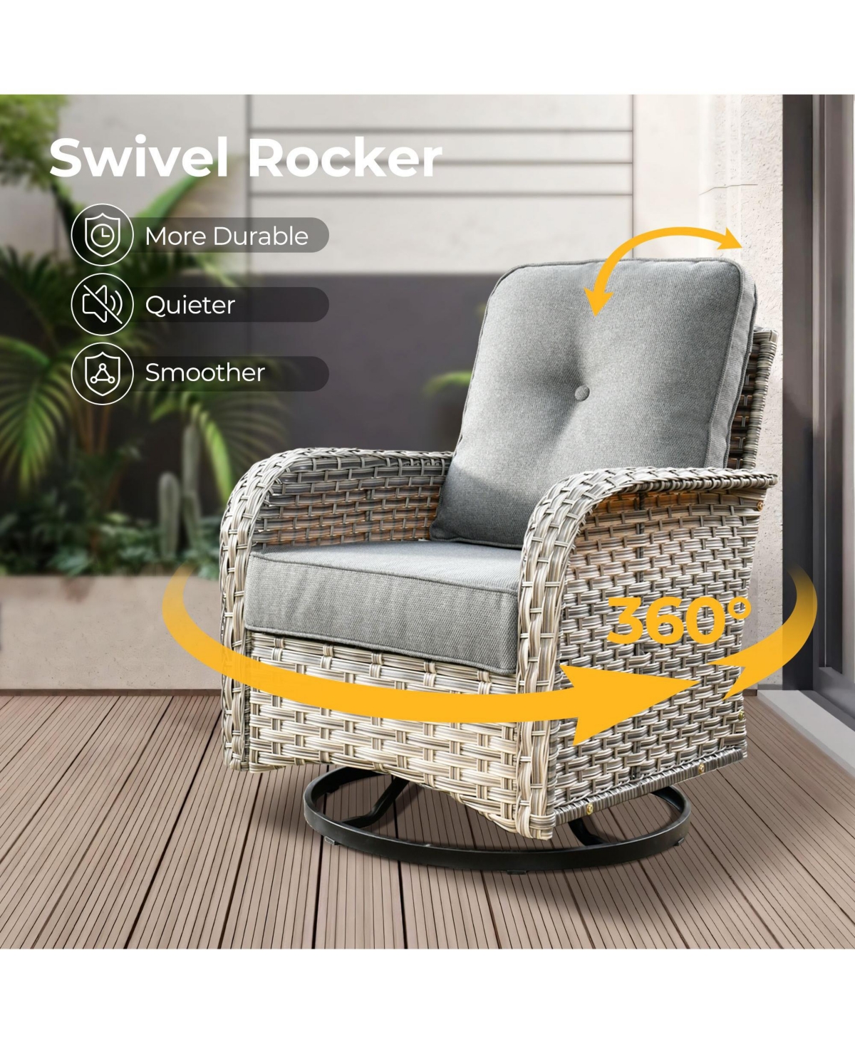 Xizzi 9 Pieces Wicker Outdoor Patio Furniture Set,Rattan Modular Sectional Sofa,Outside Swivel Rocking Chairs Coversation Set with Side Table