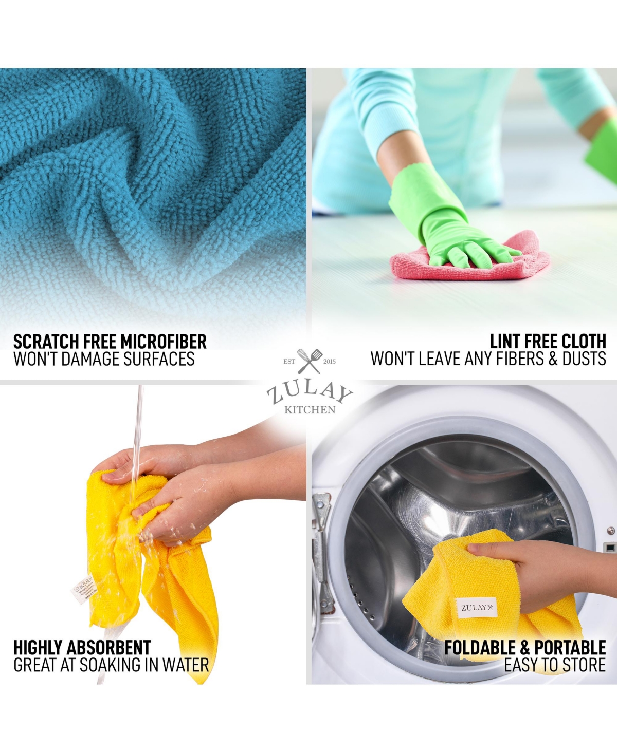 12 Pack Highly Absorbent Microfiber Cleaning Cloths