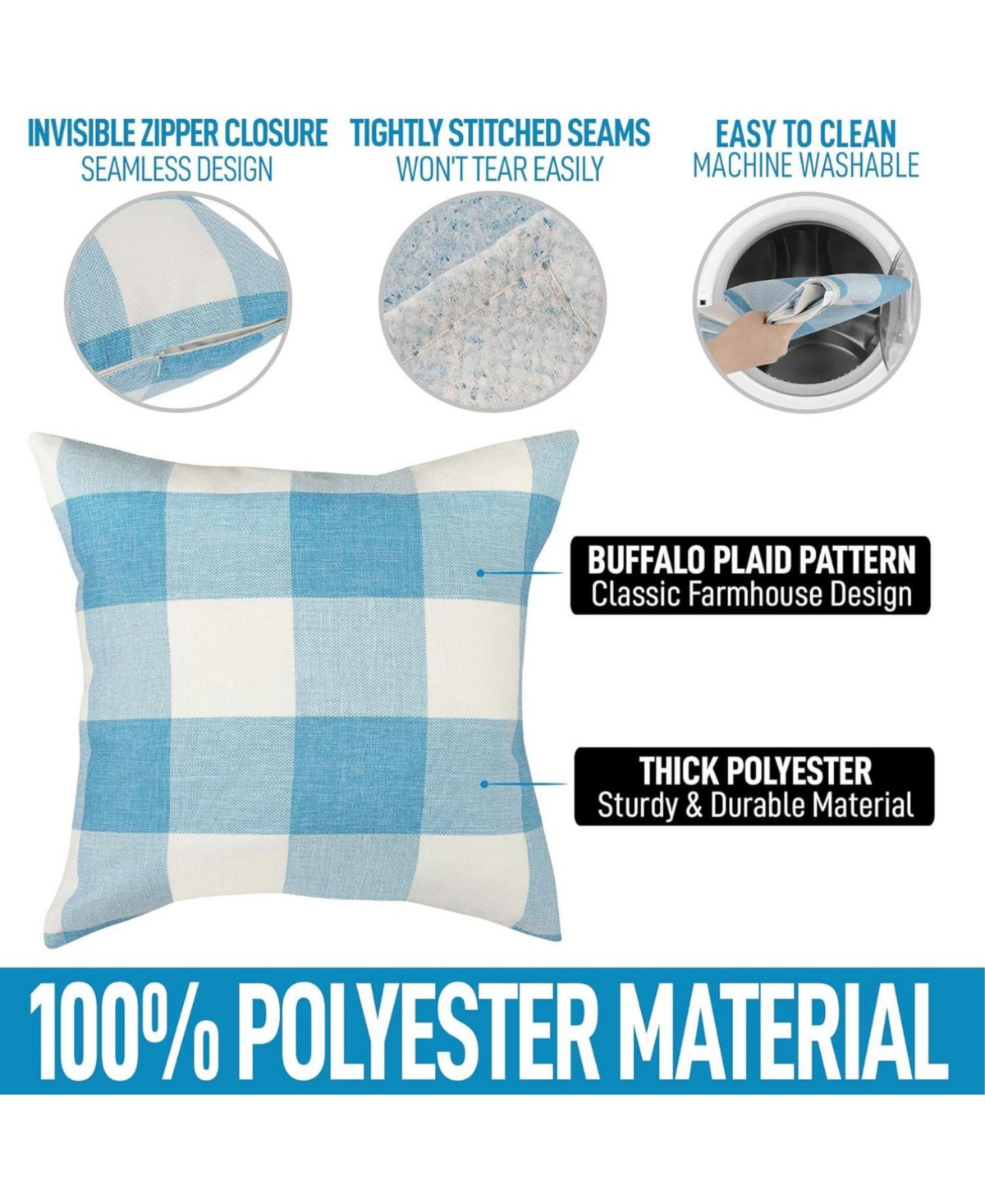 Zulay Kitchen Pack of 2 Buffalo Plaid Throw Pillow Covers - Farmhouse Porch Pillows Outdoor & Indoor Covers 18x18 inches
