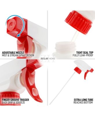 Heavy Duty Cleaning Spray Bottle Set with Adjustable Nozzle & Spring Loaded Trigger (4 Pack, 32oz)