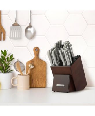 18 Piece Stainless Steel Knife Set with Block and Sharpener