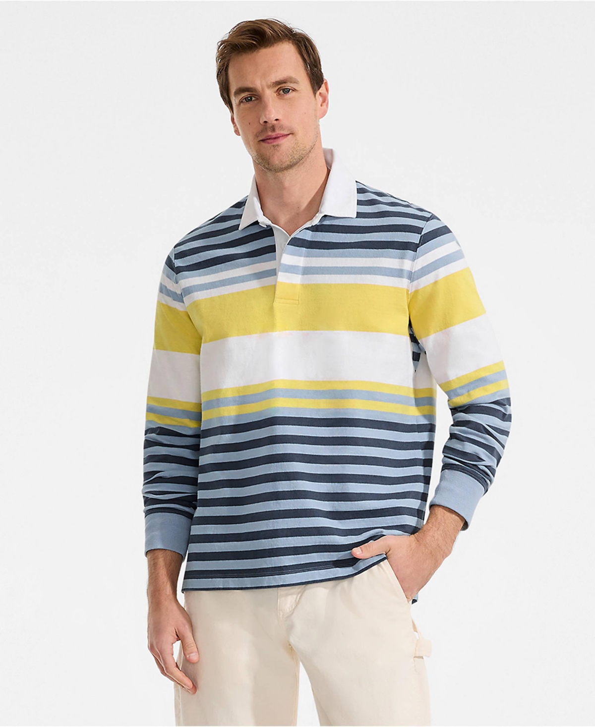 Lands' End Men's Long Sleeve Stripe Rugby Shirt