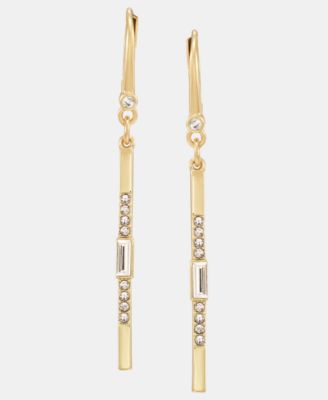 Gold-Tone Drama Crystal Pav&eacute; Bar Linear Earrings