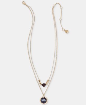 Jet Two Row Cabachon Pendant Necklace