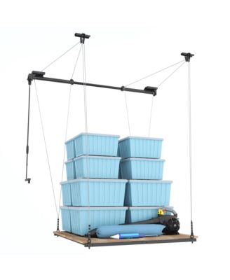 GL2FB-E – 4×4 FT GARAGE LIFTING STORAGE RACK, FRAME-ONLY (BLACK)