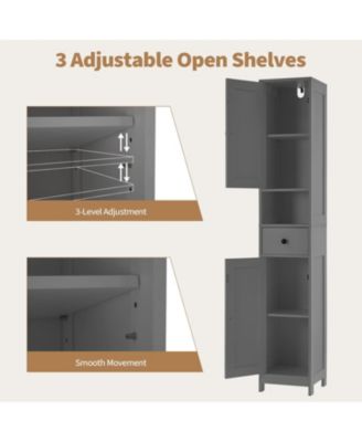 Tall Bathroom Cabinet, Freestanding with 2 Adjustable Shelves, Modern Storage for Bathroom, Kitchen & Hallway