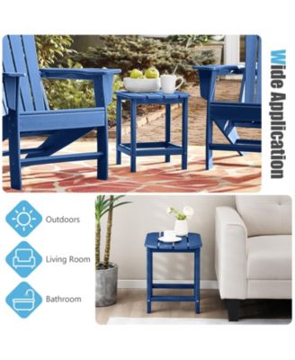 2 PCS 18'' Patio Adirondack Side Table Weather Resistant HDPE Garden