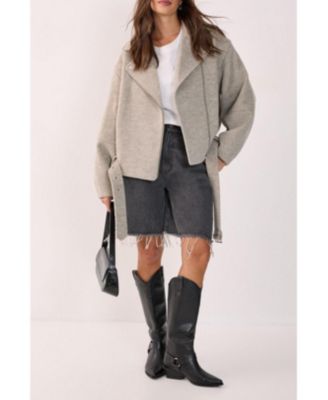 Women's Oversized Brushed Belted Biker Jacket