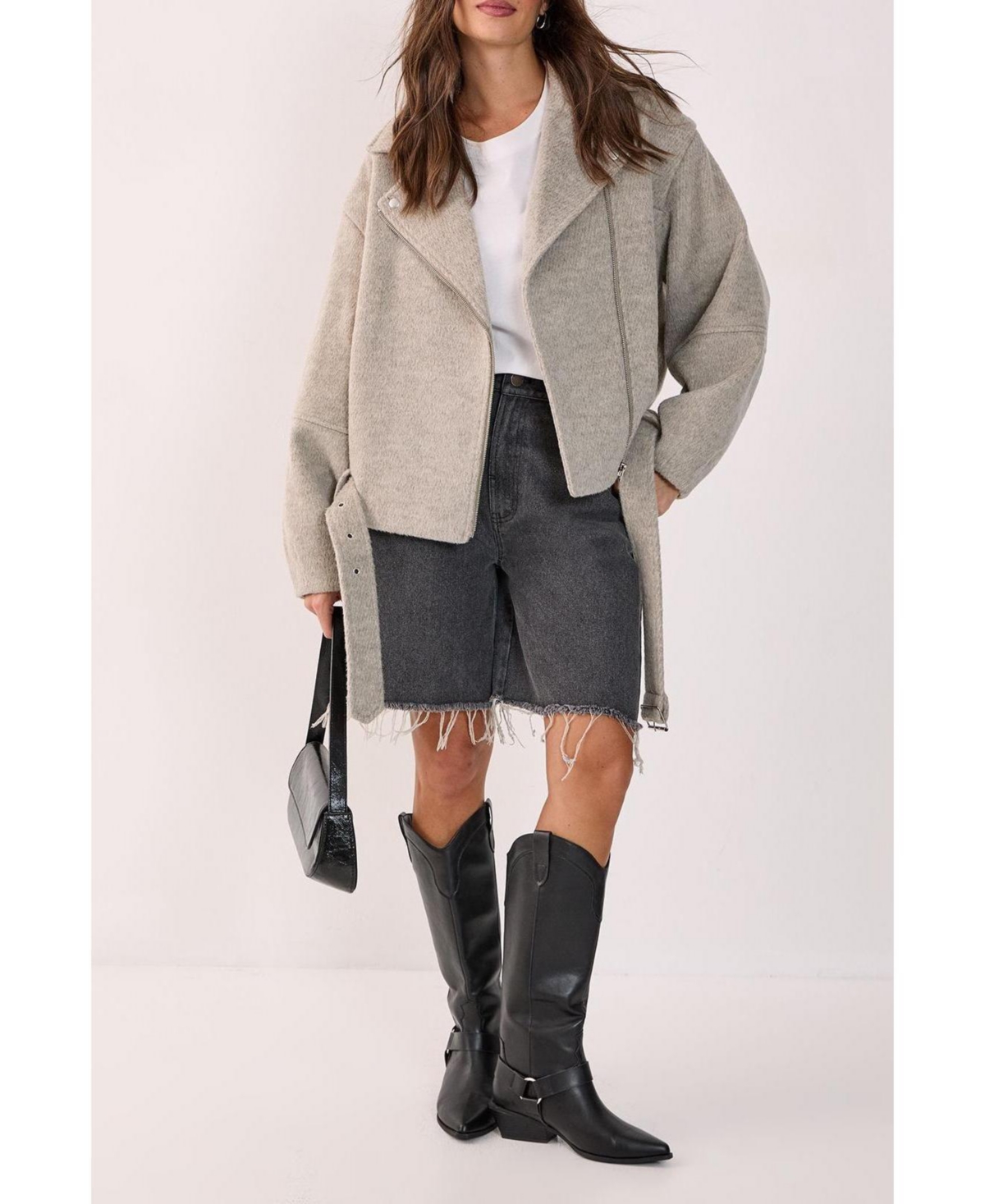 Nasty Gal Women's Oversized Brushed Belted Biker Jacket