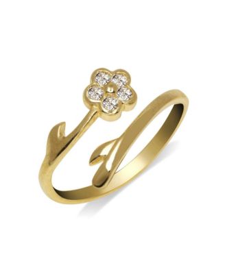 Solid 10K Gold Cubic Zirconia Flower Wrap Toe Ring