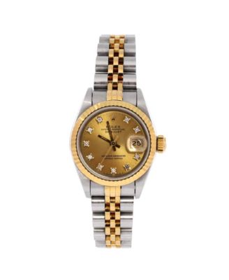 Oyster Perpetual Datejust Automatic Watch in Stainless Steel and Gold with Diamond Markers 26mm