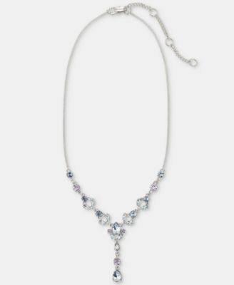 Crystal Statement Lariat Necklace, 16" + 3" extender