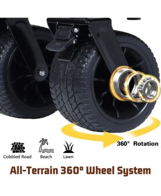 Convertible Folding Wagon Cart - Heavy-Duty Utility Wagon with Bench Seat, All-Terrain Wheels and Storage for Camping, Beach, Garden