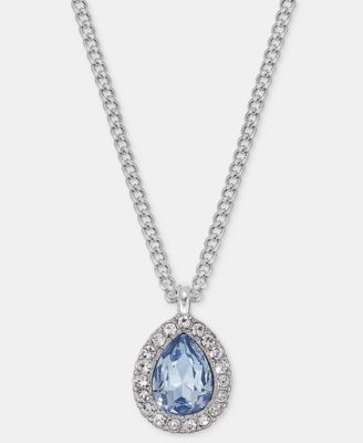 Crystal Pear-Shape Pendant Necklace, 16" + 3" extender