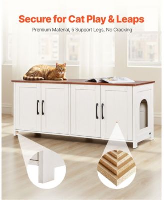 47.2" Hidden Litter Box Cabinet with 4 Doors & 2 Entries - Multi-Cat Wooden Washroom Furniture