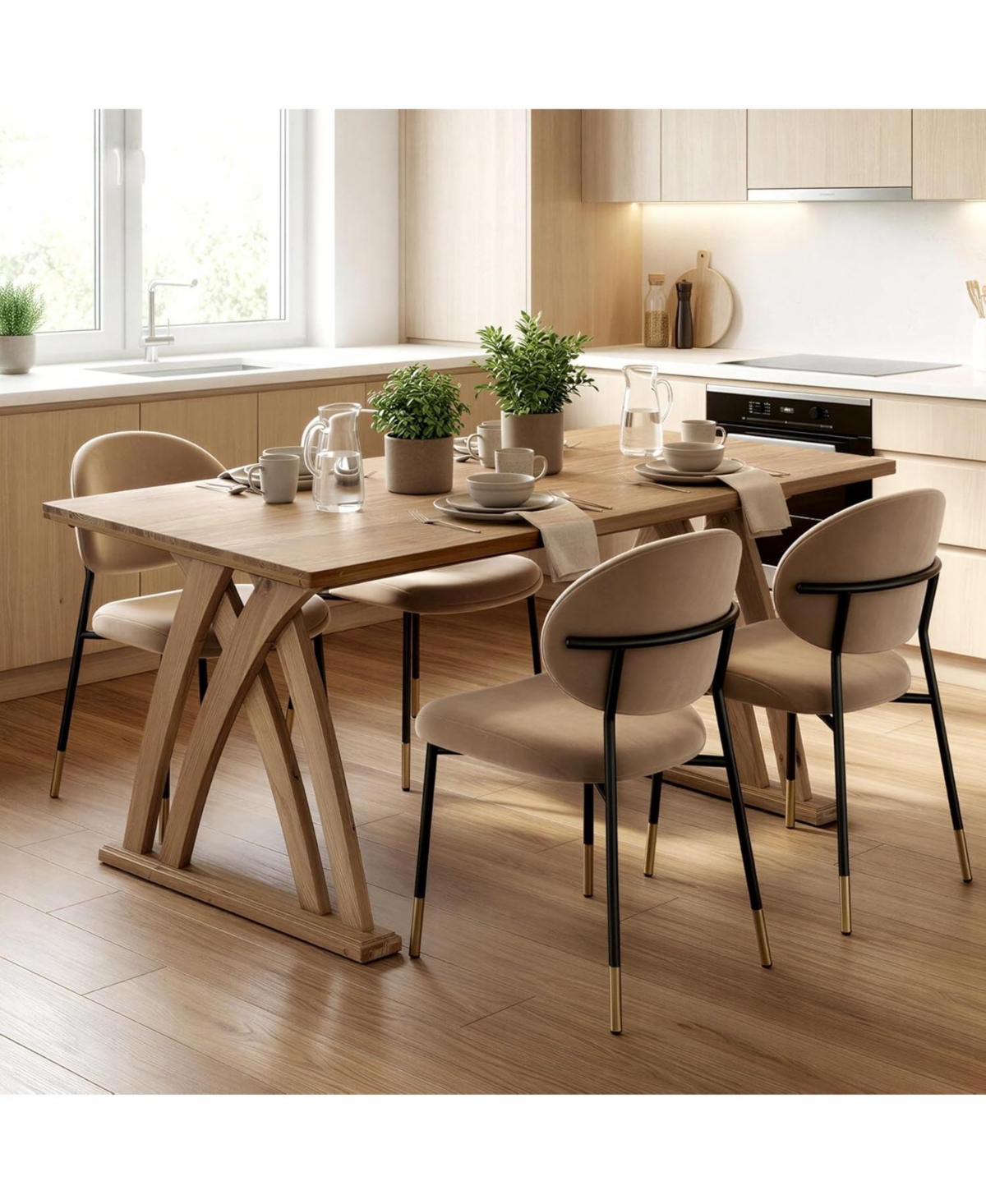 Tribesigns 63 Inches Solid Wood Dining Table for 4-6 People,Rectangular Kitchen Table