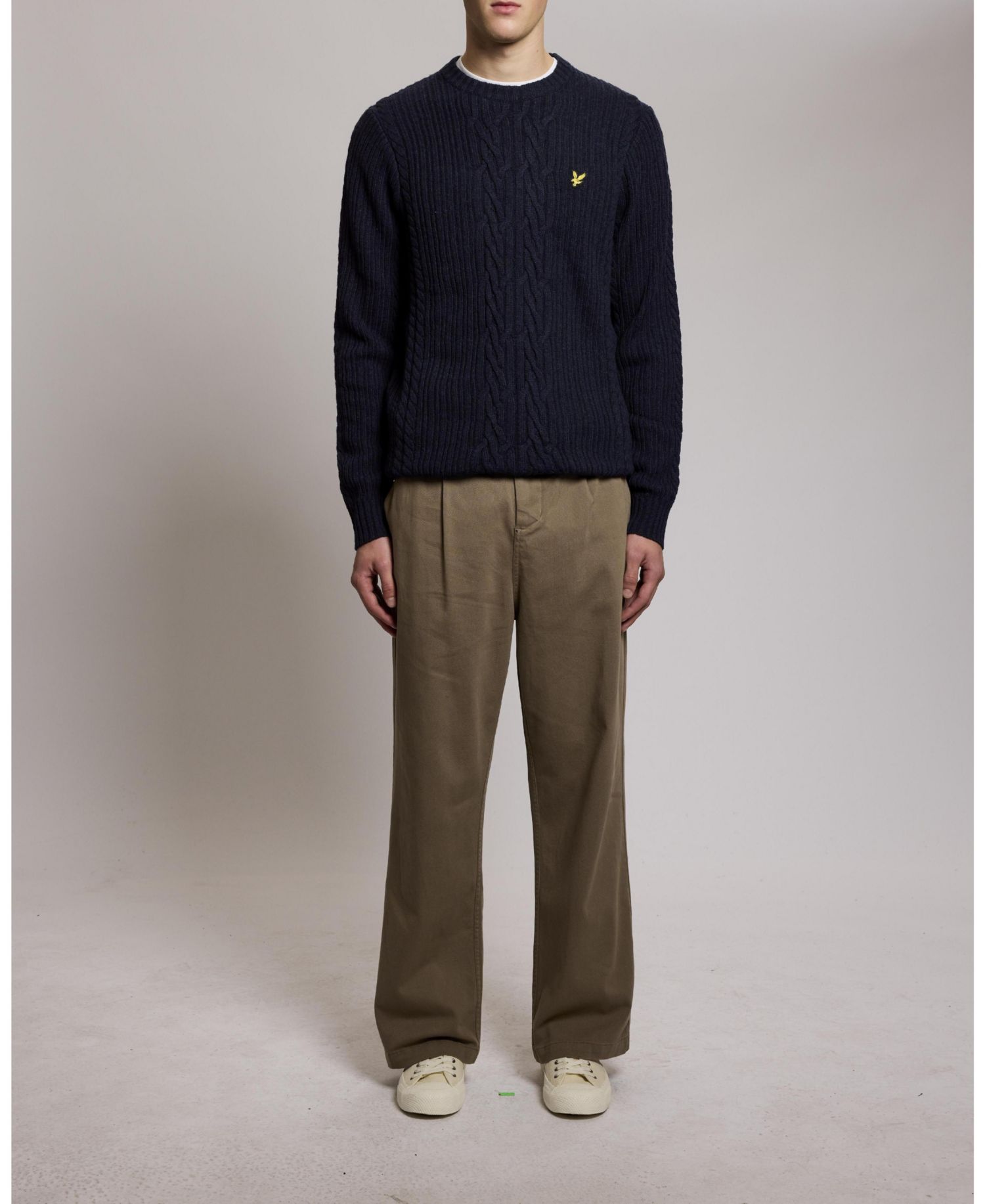 Men's Ribbed Cable Knit Long Sleeve Sweater