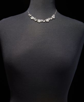 Crystal Flower Statement Necklace, 16" + 3" extender