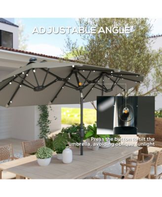 Spacious Outdoor Umbrella,Double-sided Outdoor Patio Umbrella,with Solar Lights and Base,Dining Table Umbrella Push Button Tilt