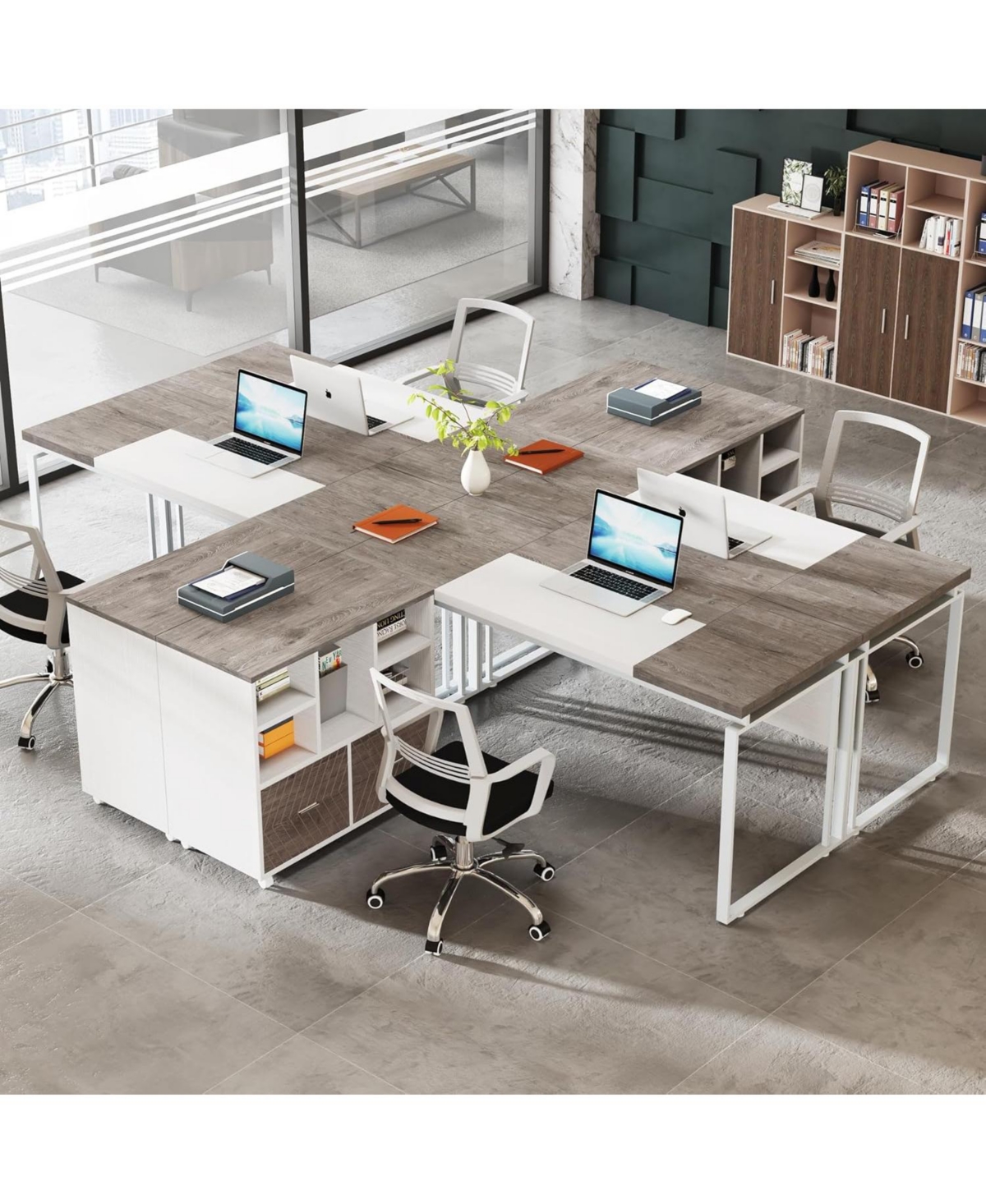 Tribesigns L-Shaped Desk with Drawers, 63" Office File Cabinet