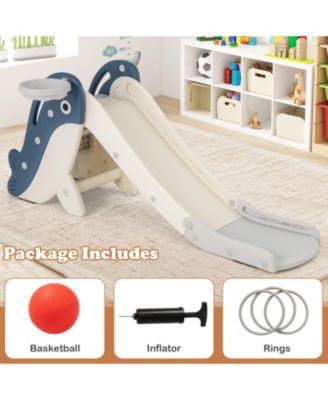 Foldable Freestanding Baby Slide Climber Set with Basketball Hoop