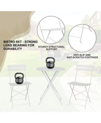 3 Piece Patio Bistro Sets,   2 Folding Chairs, Compact Conversation Set for Porch, Balcony, Garden