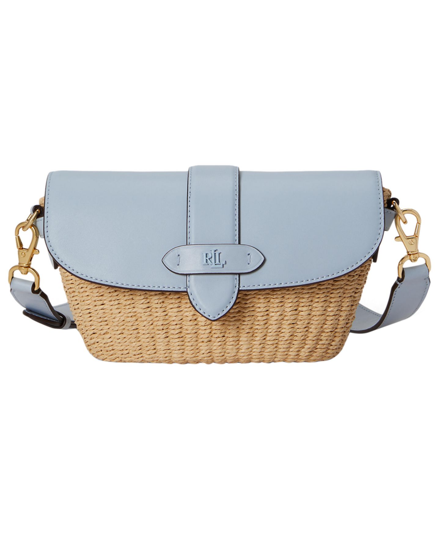 Женская сумка Lauren Ralph Lauren Lynden Small Straw-Leather Shoulder, цвет: Синий — фото 1