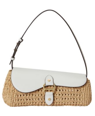 Straw-Leather  Small Tasha East-West Shoulder Bag