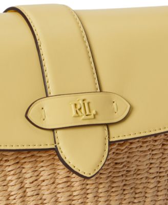 Small Lynden Straw-Leather Shoulder Bag 