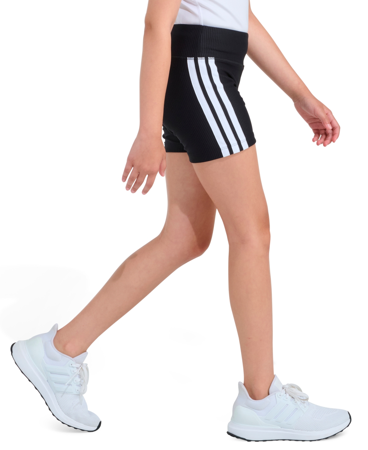 adidas Girls' 8-16 Detached Waistband Rib Bike Shorts