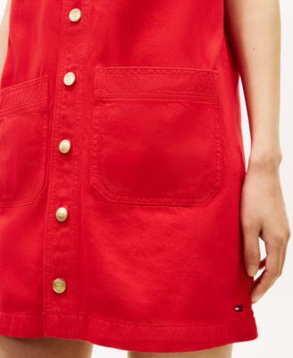 Women's Color Denim Sleeveless Crewneck Mini Dress