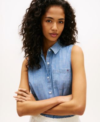 Women's Collared Sleeveless Shirt